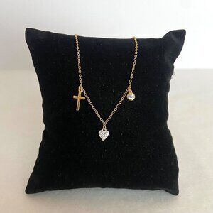 Gold Vermeil Sterling Silver 925 Dainty Minimalist Heart Cross Charm Necklace